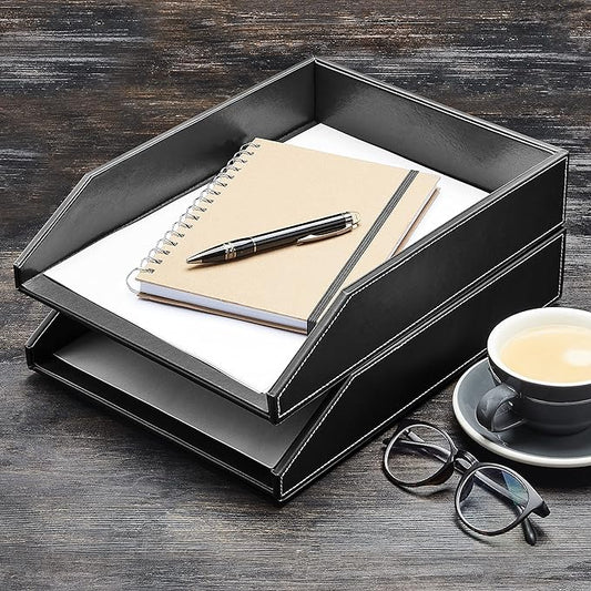 Organize Your Workspace with the Gallaway Leather Letter Tray Desk Organizer