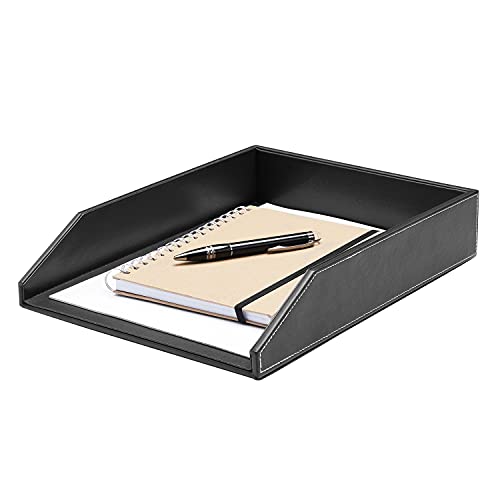 Gallaway Leather Letter Tray Desk Organizer - Premium Pu Leather Tray Perfect for Office Organization, Document Holder Fits A4 Paper, Stackable Drawers for Extra Desk Storage