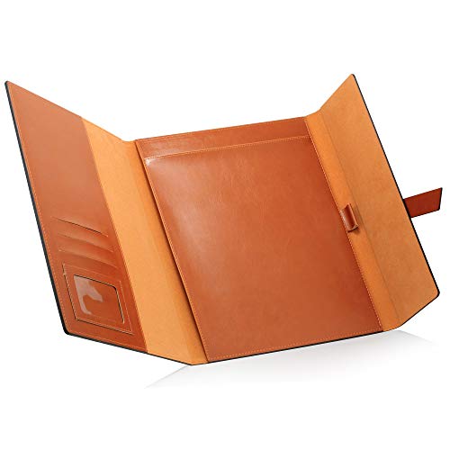 Gallaway Leather Padfolio Portfolio Folder – Slim Portfolio Notebook & Business Card Holder for 8.5x11 In. Note Pads, Legal Pads – Refillable Business Organizer, 12.25x10.5 In