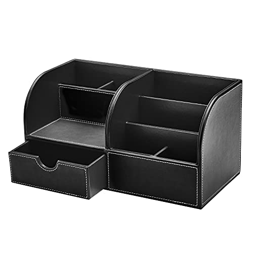 Gallaway Leather Desk Organizer - Office Stationery Storage Box Organizer, Holds Desk Supplies Like Business Card, Pen, Pencil Mobile Phone, Office Accessories