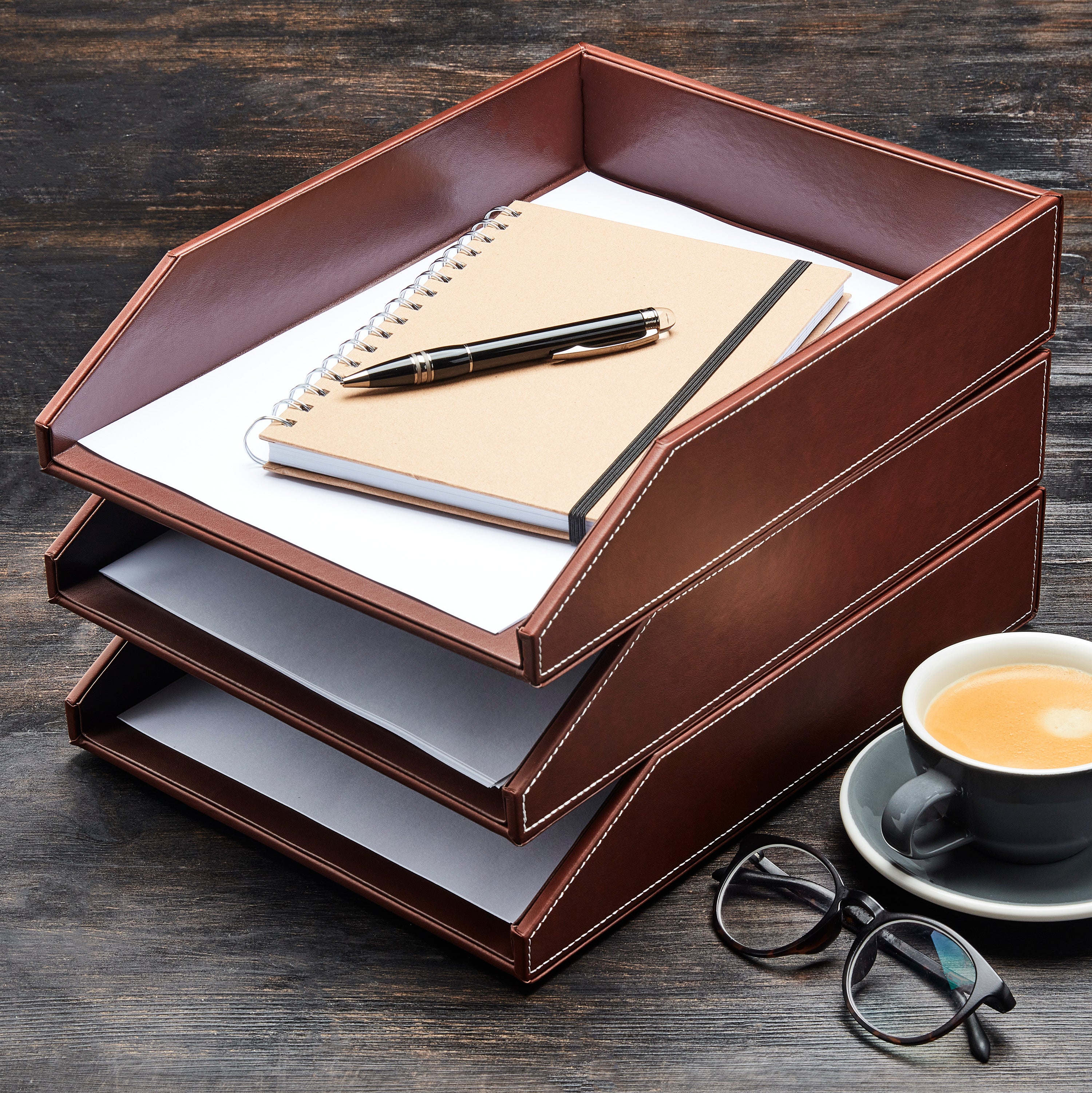 Stackable Letter Trays or In Out Trays for your Desk – Gallaway Leather