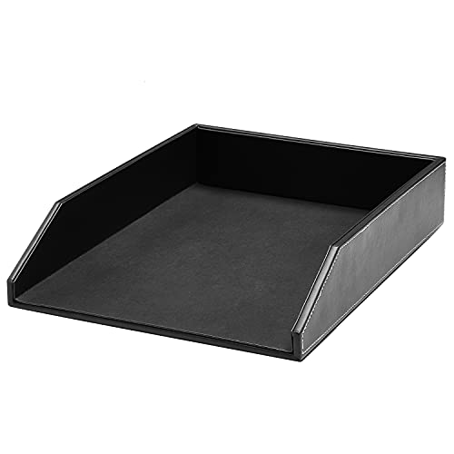 Gallaway Leather Letter Tray Desk Organizer - Premium Pu Leather Tray Perfect for Office Organization, Document Holder Fits A4 Paper, Stackable Drawers for Extra Desk Storage