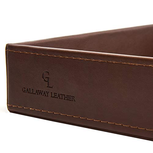 Gallaway Leather Valet Tray For Men - Nightstand Organizer EDC Tray Fo